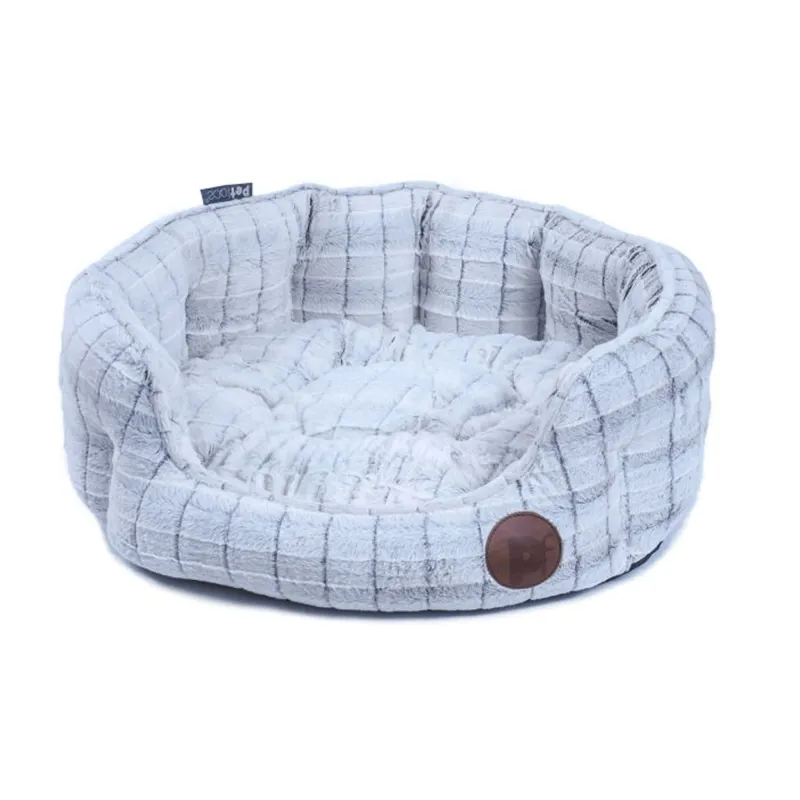 Petface White Plush Oval Pet Bed